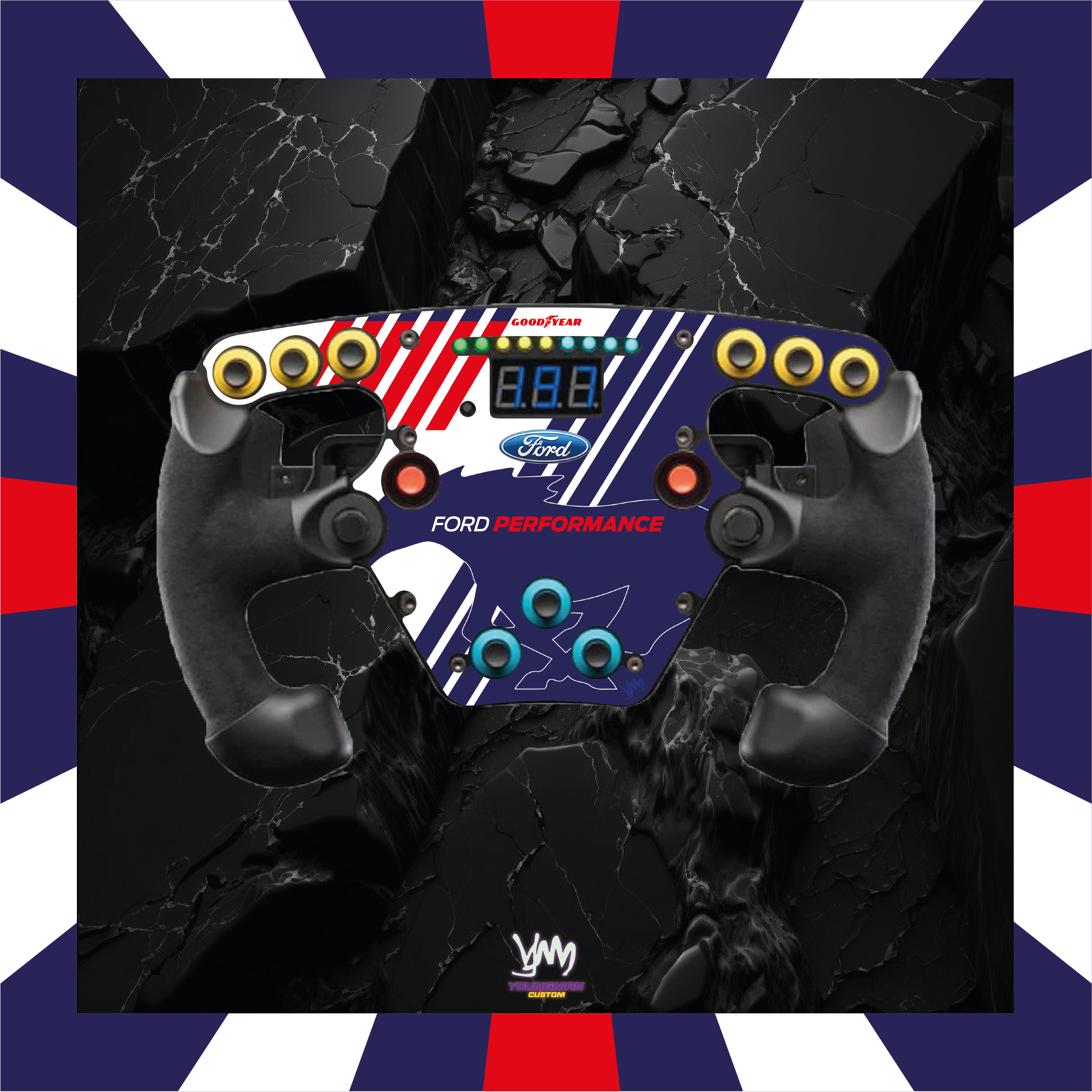 Stickers pour volant Fanatec Esport F1 V1 et V2 - Ford Mustang GT3