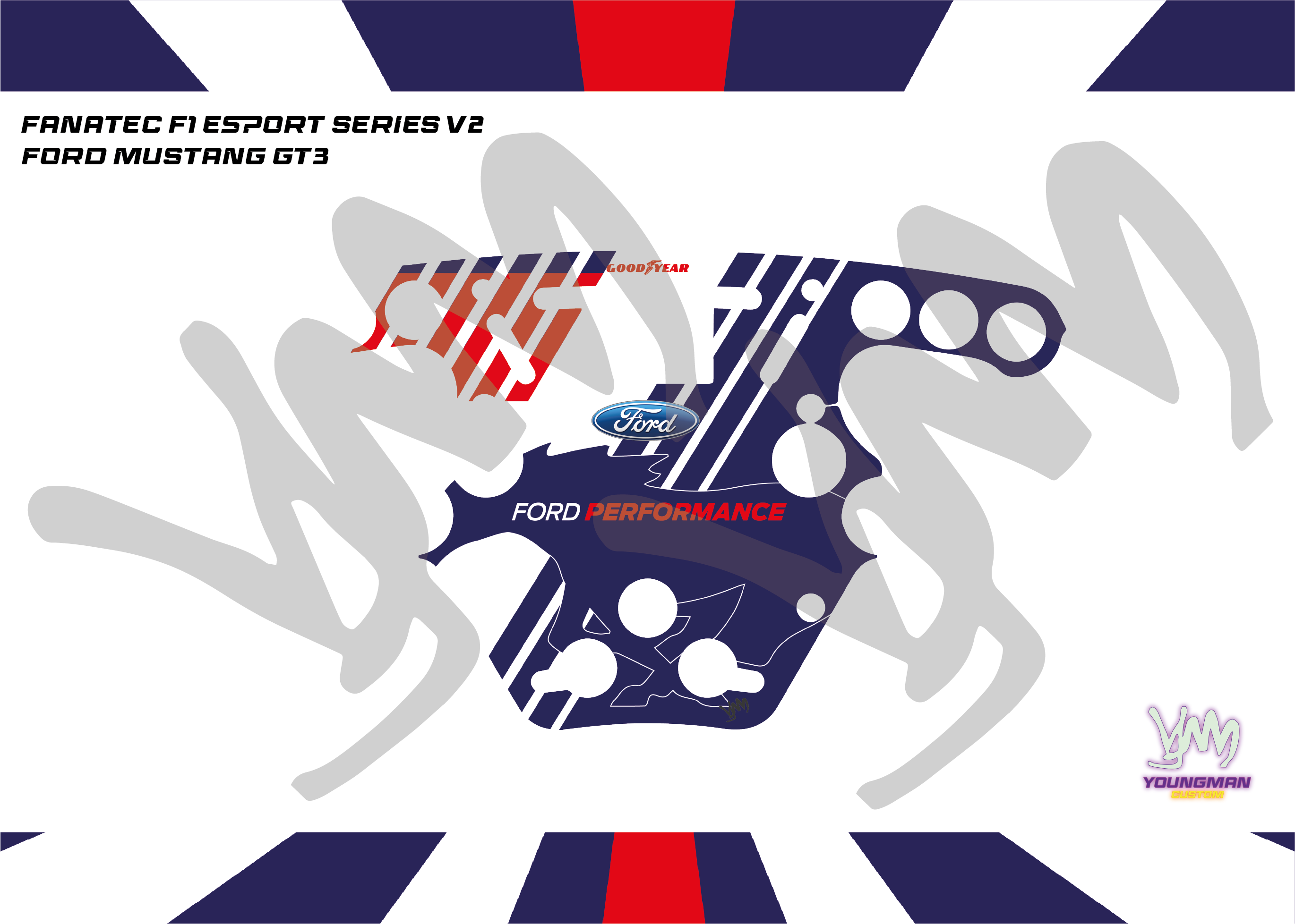 Stickers pour volant Fanatec Esport F1 V1 et V2 - Ford Mustang GT3