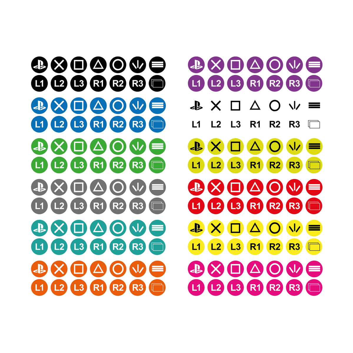 Stickers for PlayStation steering wheel buttons / SIM Racing / Button box labels
