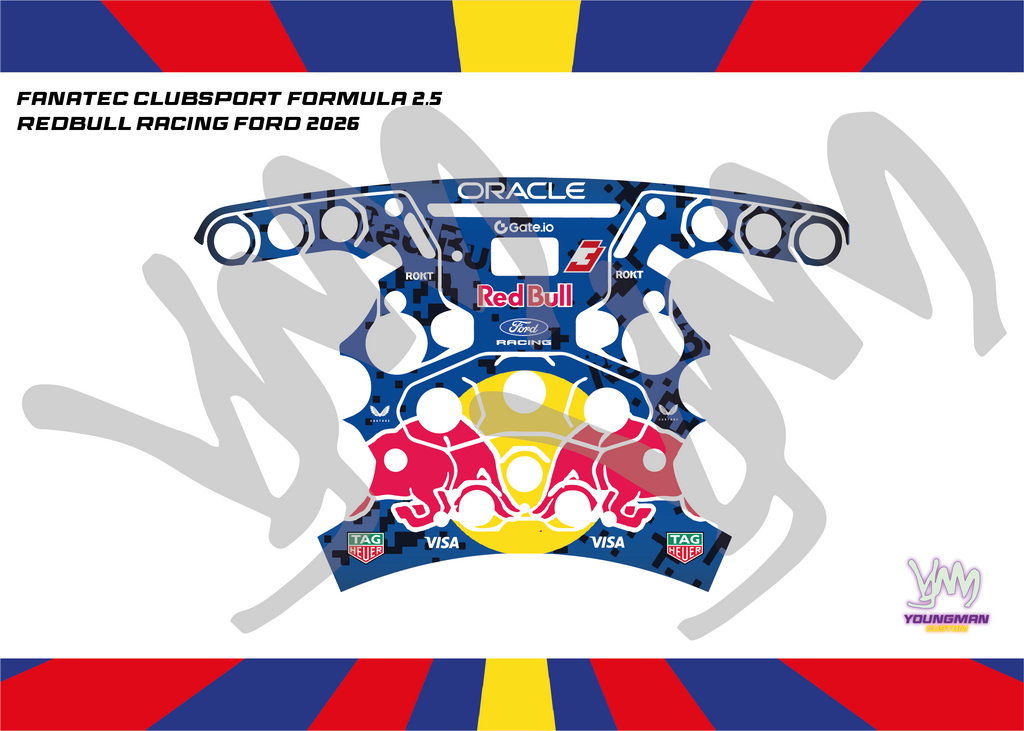 Stickers pour volant complet Fanatec Formula Clubsport 2.5 - RedBull Racing Ford 2026