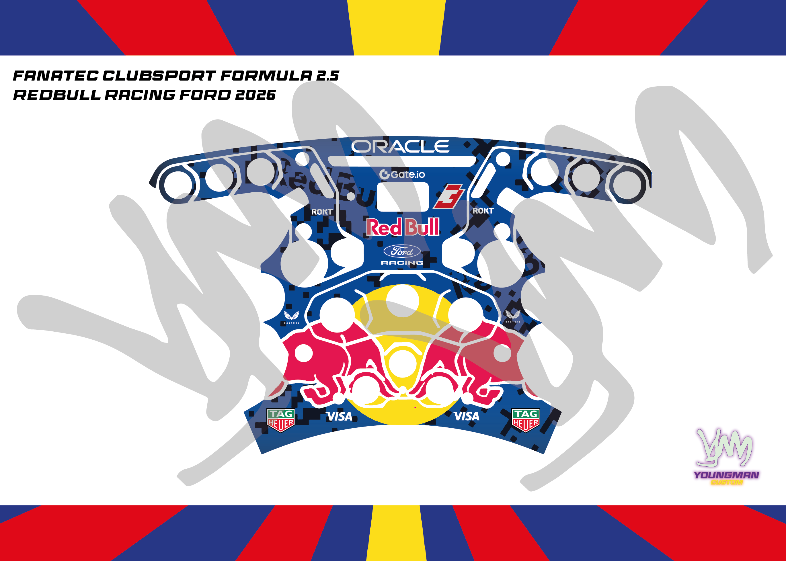 Stickers pour volant complet Fanatec Formula Clubsport 2.5 - RedBull Racing Ford 2026