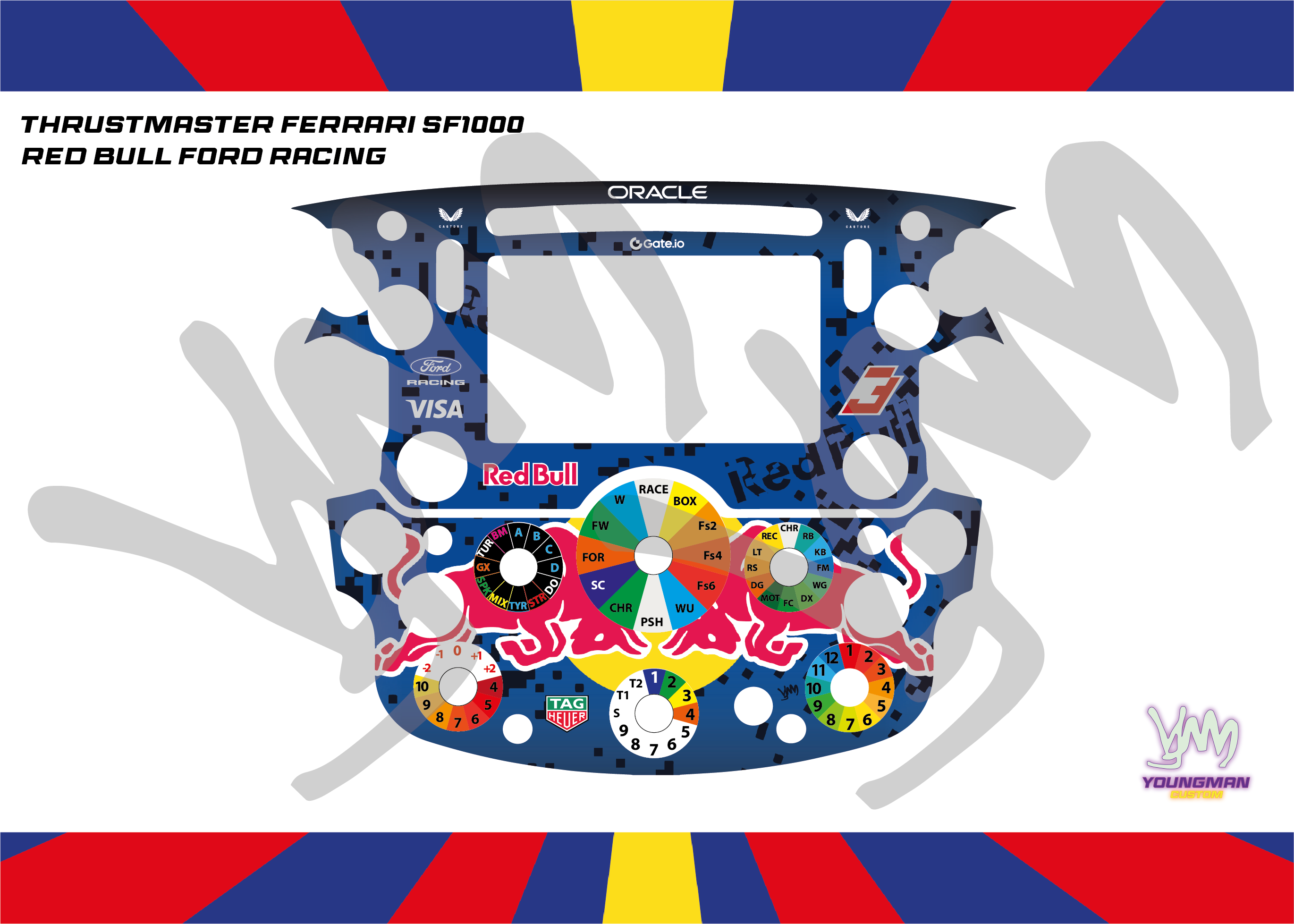 Stickers pour volant complet Thrustmaster Ferrari SF1000 - RedBull Racing Ford 2026