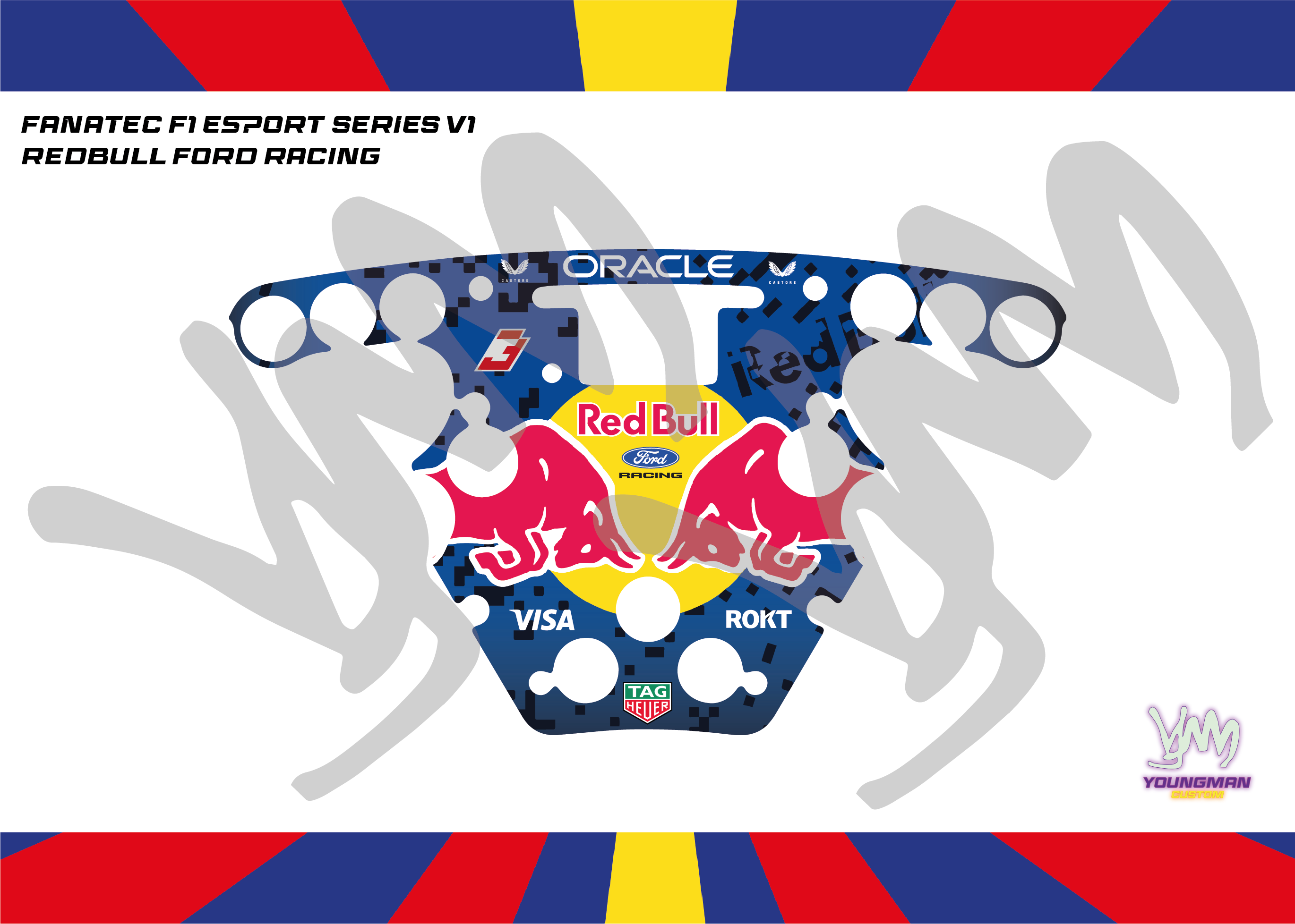 Stickers pour volant Fanatec Esport F1 V1 et V2 - Red Bull Racing Ford 2026