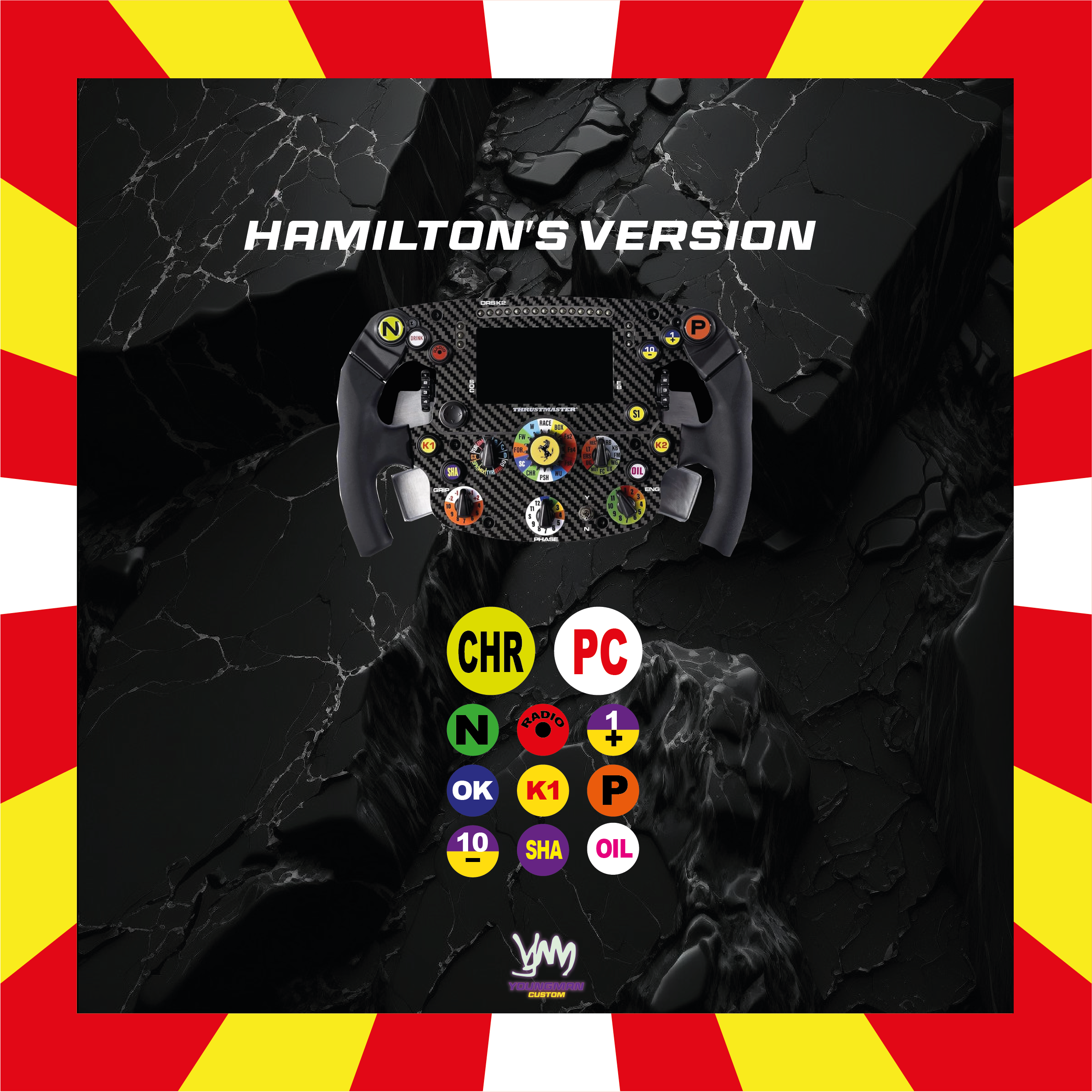 Pack d'autocollants pour boutons Thrustmaster SF1000 réplique origine version Lewis Hamilton