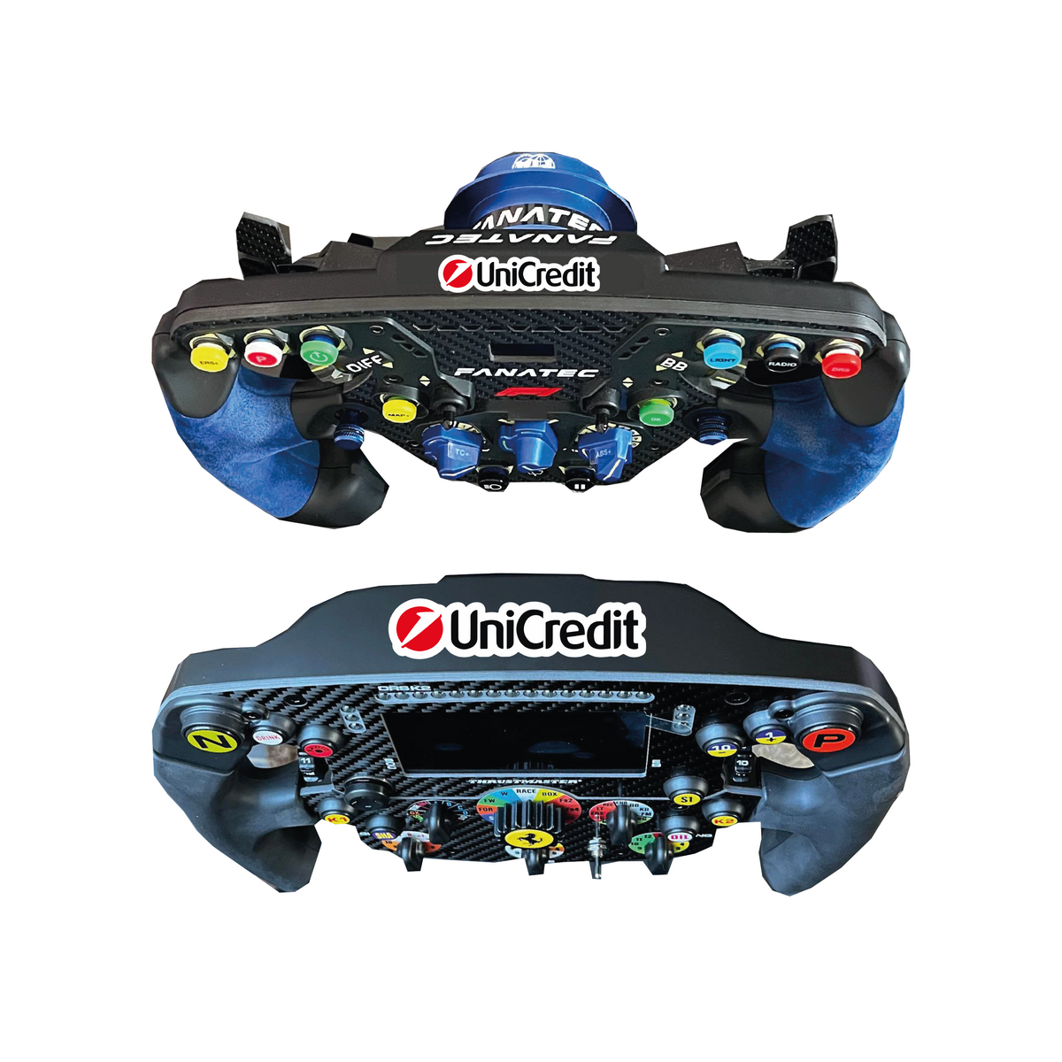 Unicredit sticker for the top of a SIM racing steering wheel