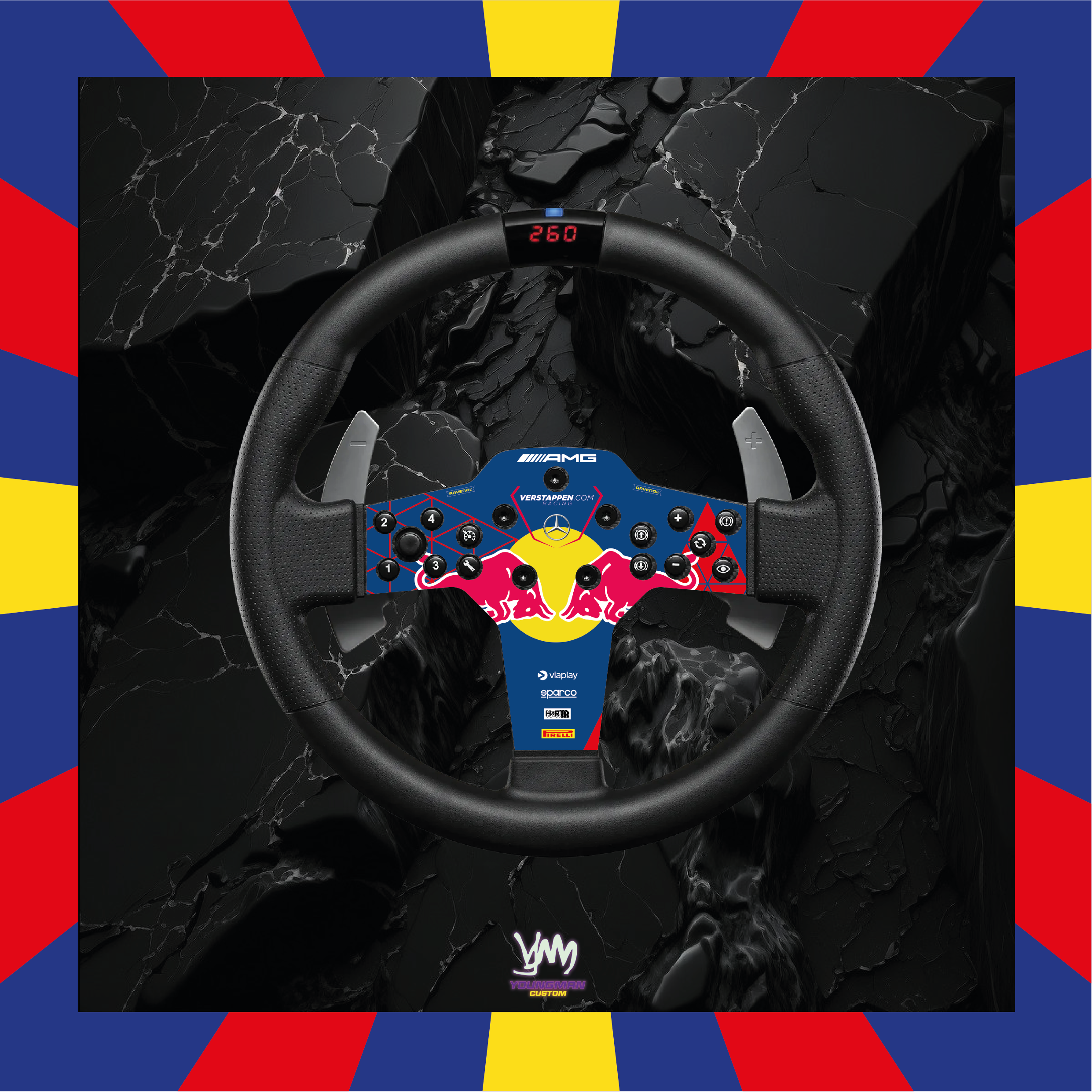 Autocollant Verstappen Racing GT3 AMG pour volant Fanatec P1