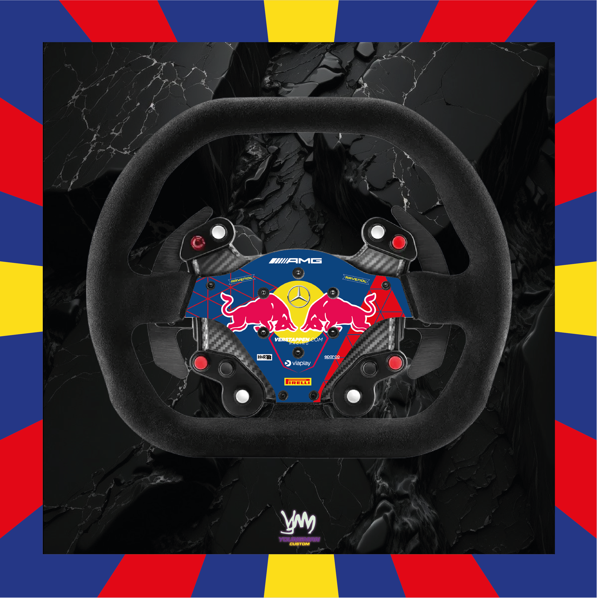 Autocollant Verstappen Racing GT3 AMG pour volant Thrustmaster Sparco P310