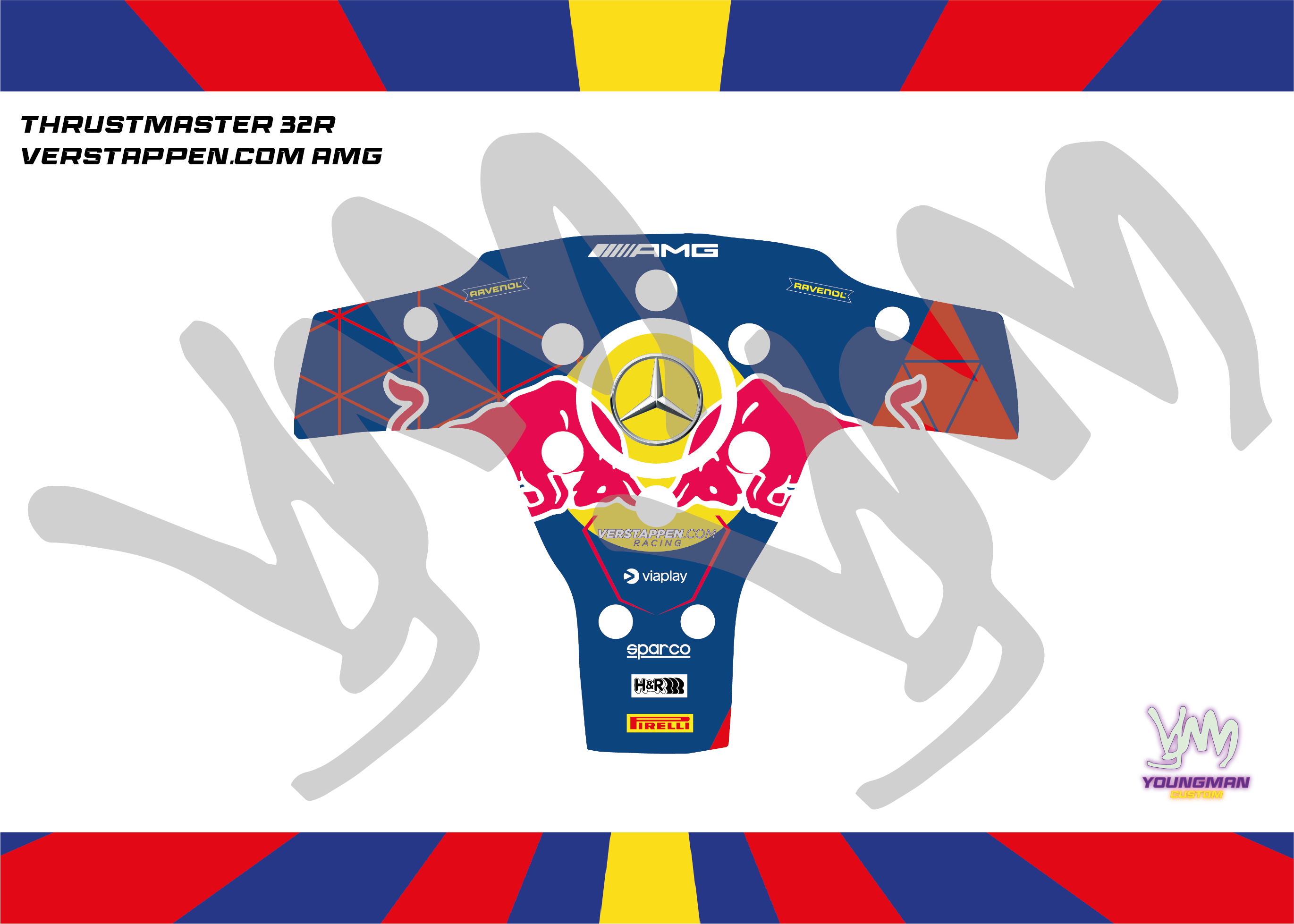 Autocollant Verstappen Racing GT3 AMG pour volant Thrustmaster Evo Racing 32R