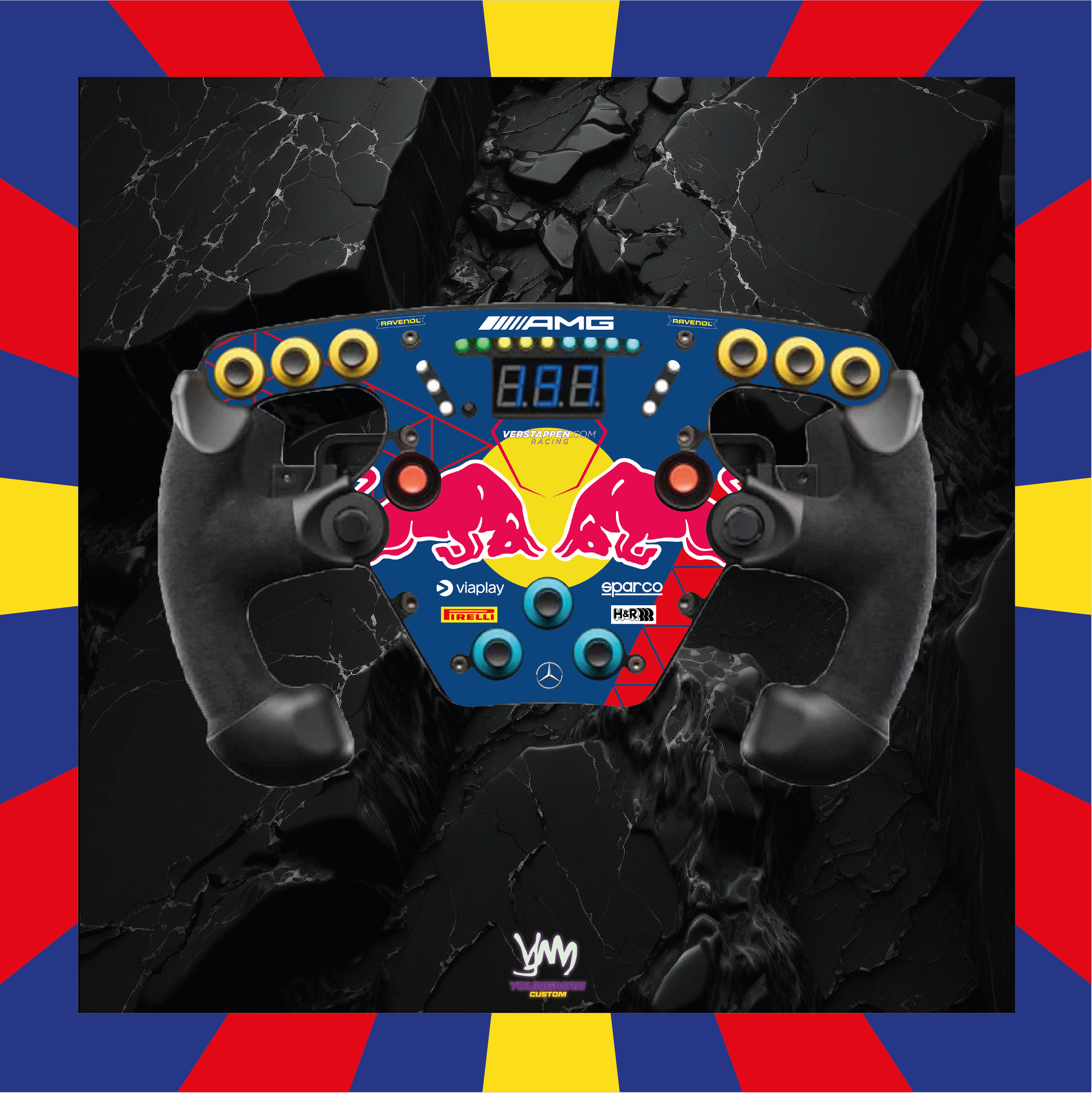 Fanatec Esport F1 V1 and V2 steering wheel sticker - Verstappen Racing AMG GT3