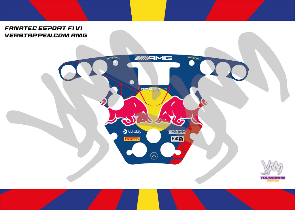 Fanatec Esport F1 V1 and V2 steering wheel sticker - Verstappen Racing AMG GT3