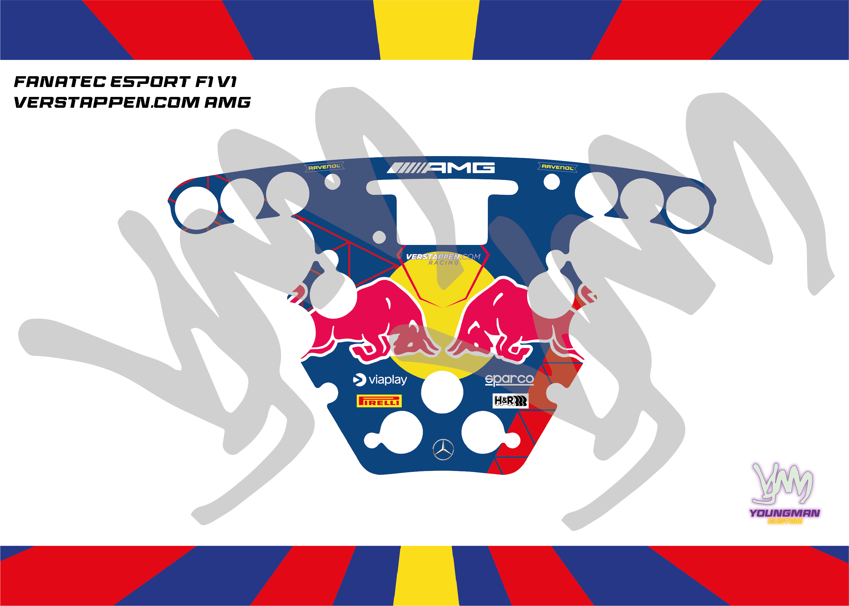 Fanatec Esport F1 V1 and V2 steering wheel sticker - Verstappen Racing AMG GT3