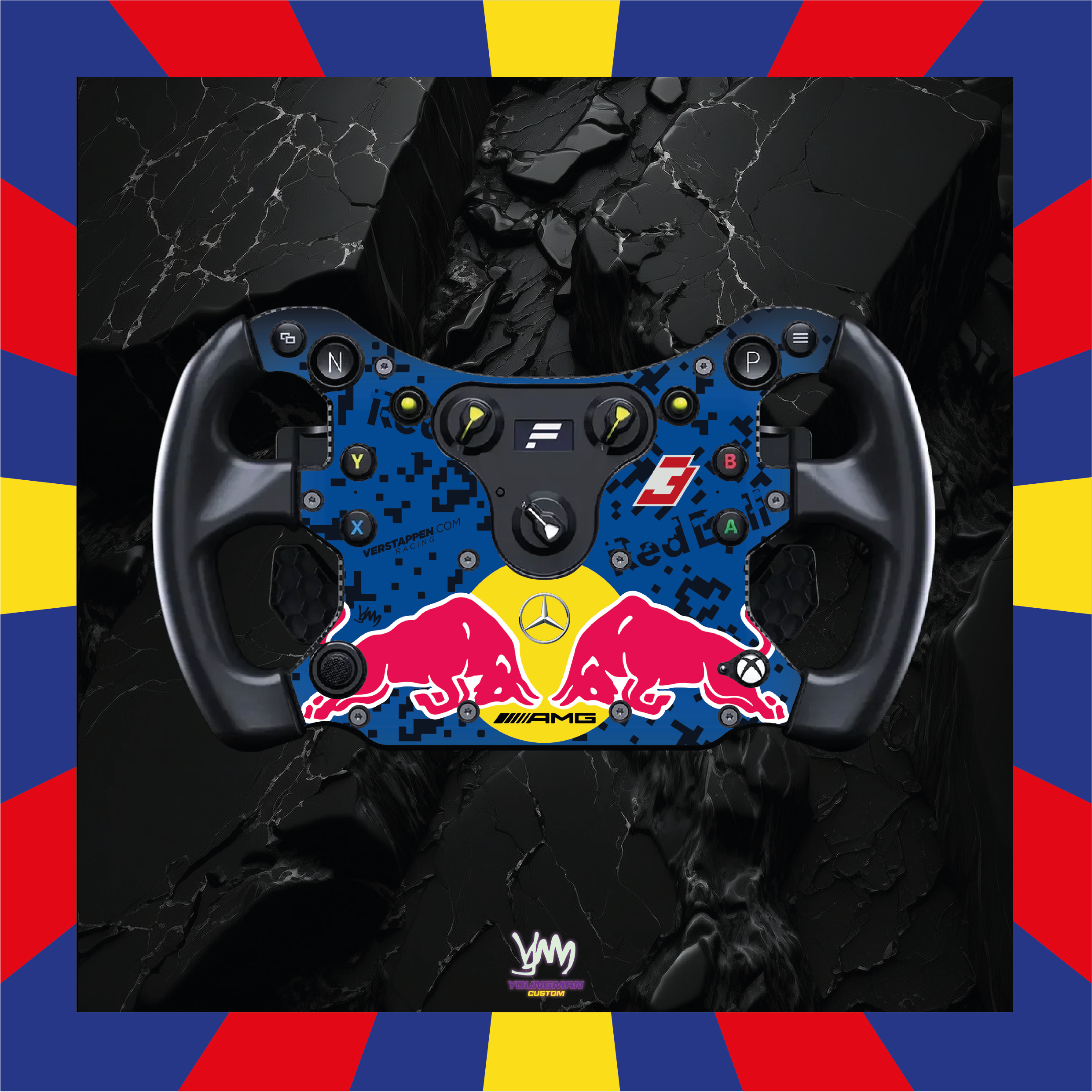 Autocollant Verstappen SIM Racing pour volant complet Fanatec CSL GT3 / CSL McLaren GT3