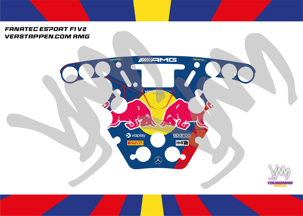 Fanatec Esport F1 V1 and V2 steering wheel sticker - Verstappen Racing AMG GT3