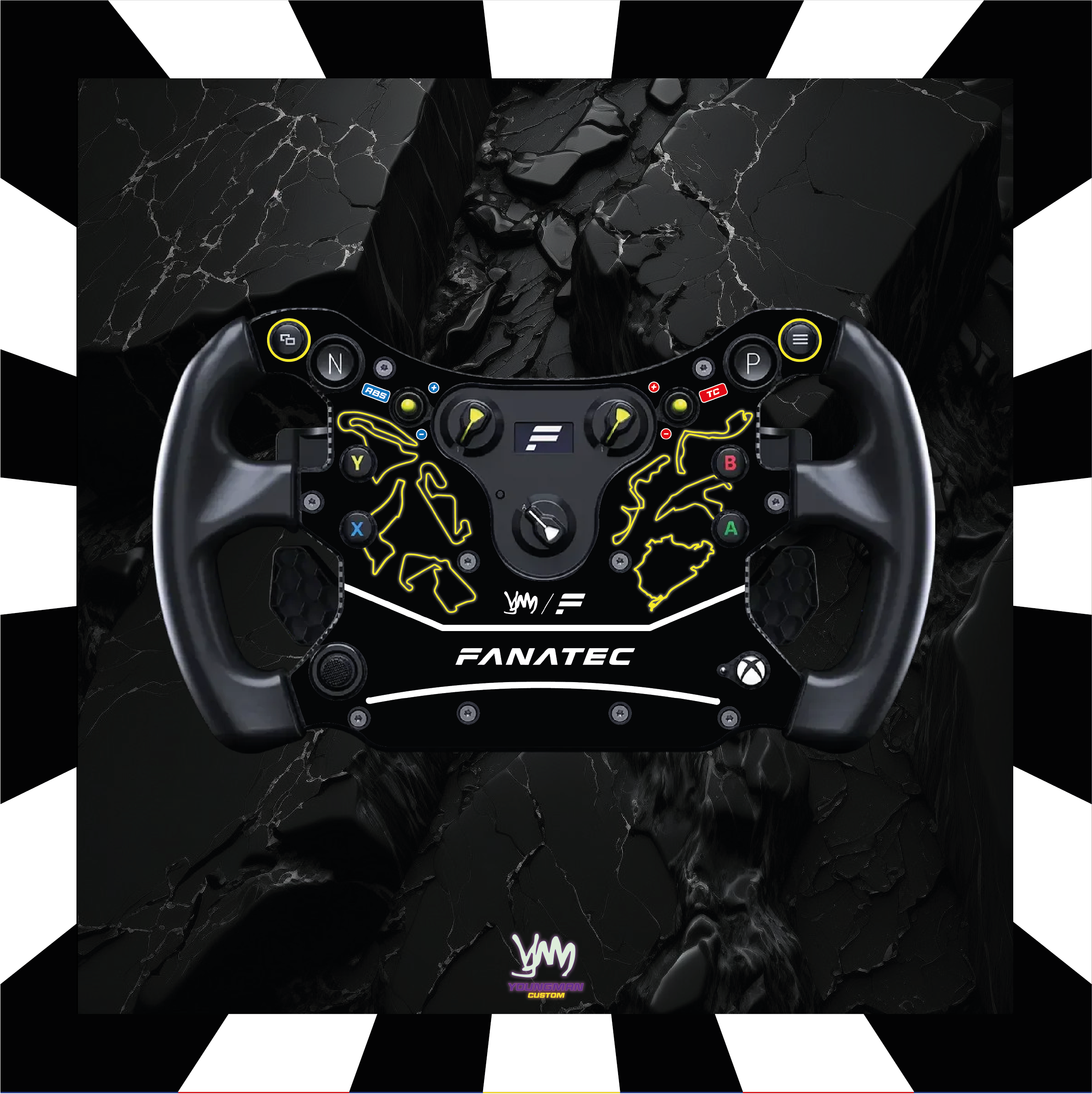 Autocollant YM Custom x Fanatec pour volant complet Fanatec CSL GT3 / CSL McLaren GT3