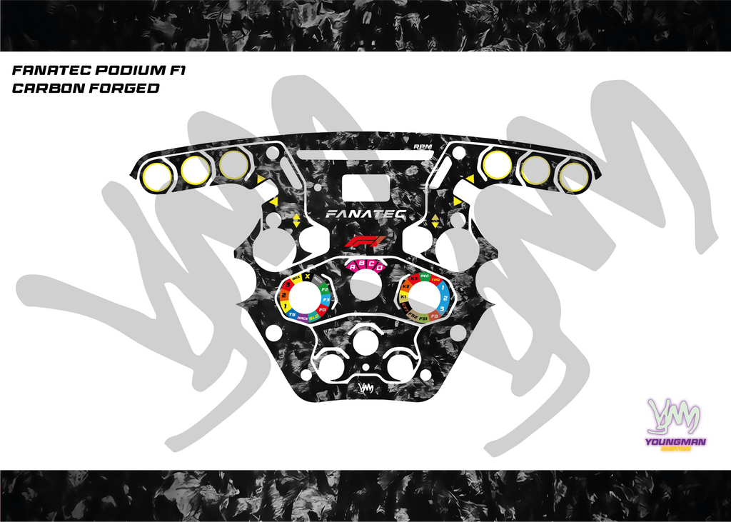 Autocollant style carbone forgé pour volant Fanatec Podium F1