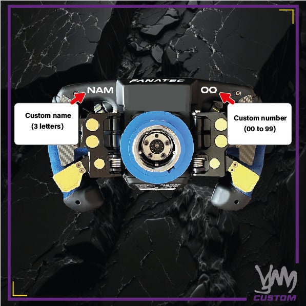 Sticker nom pilote et numéro personnalisé pour (derrière) volant Fanatec