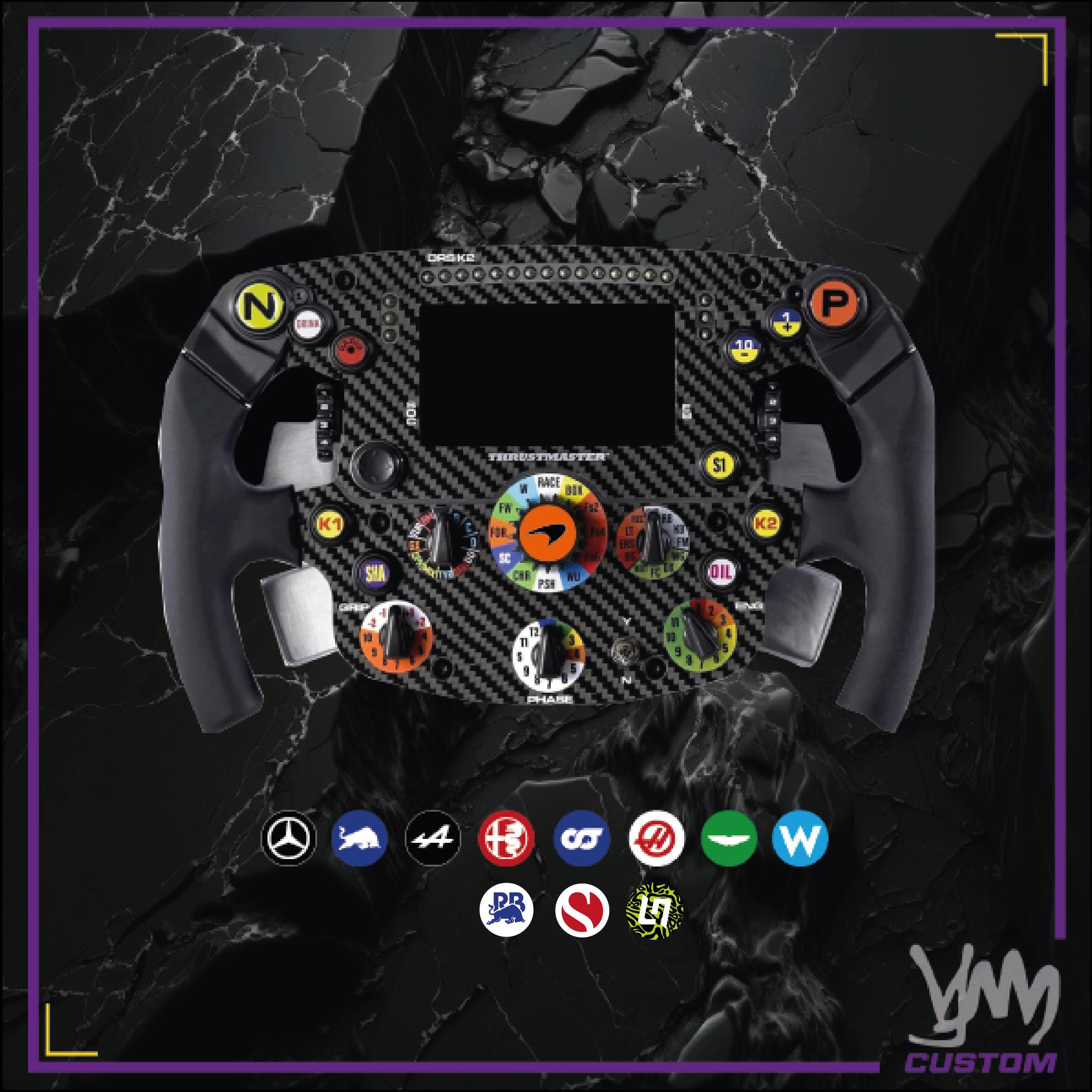 Stickers équipes de F1 au choix pour remplacement logo central pour volant Thrustmaster Ferrari SF1000