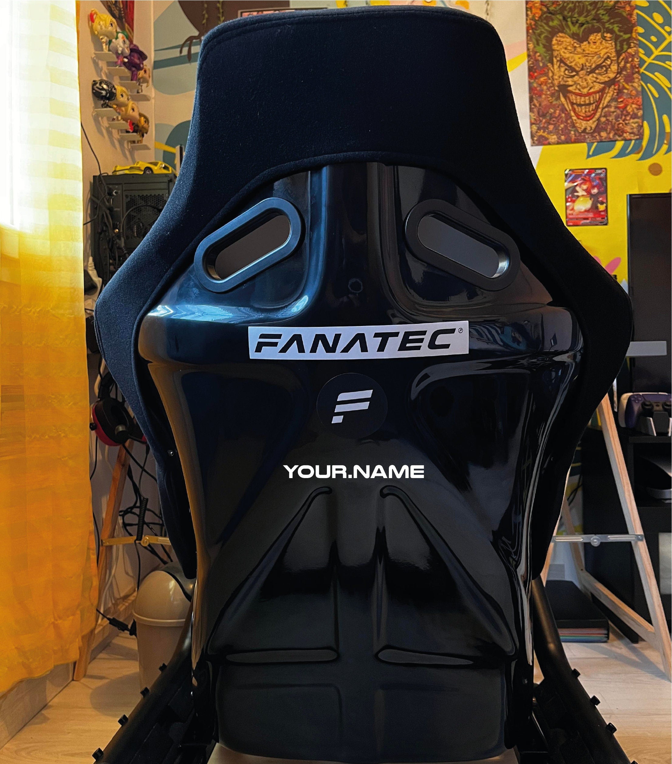 Stickers (x2) nom de pilote personnalisé pour simracing sur baquet ou châssis