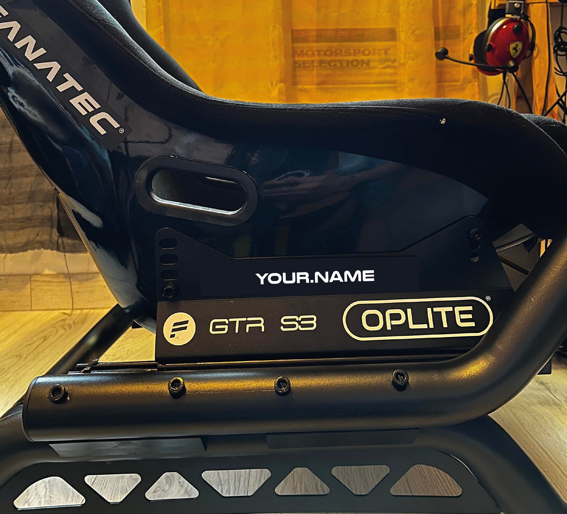 Stickers (x2) nom de pilote personnalisé pour simracing sur baquet ou châssis