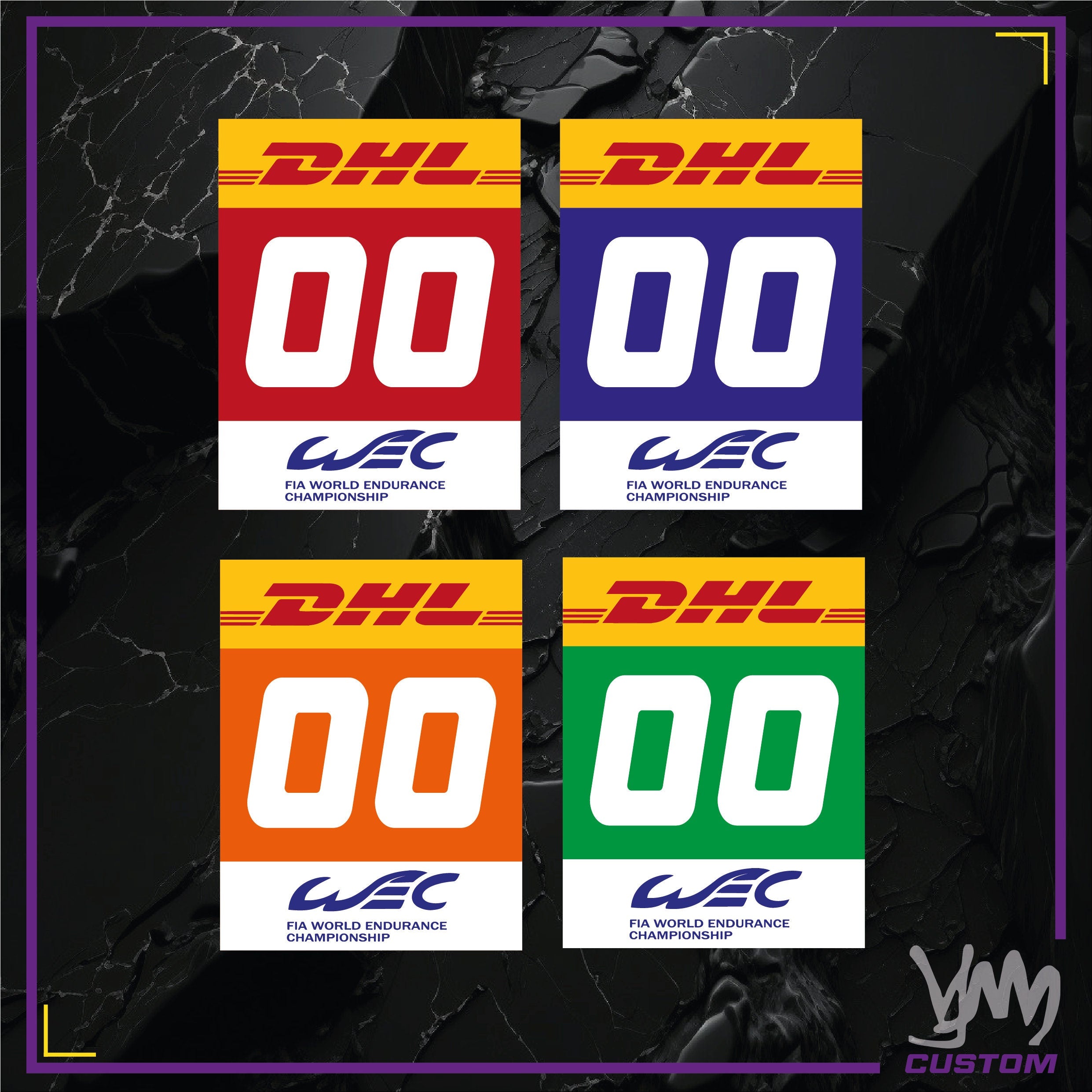 Stickers plaque numéro WEC - Hypercar / LMP2 / GT - Numéro personnalisé au choix
