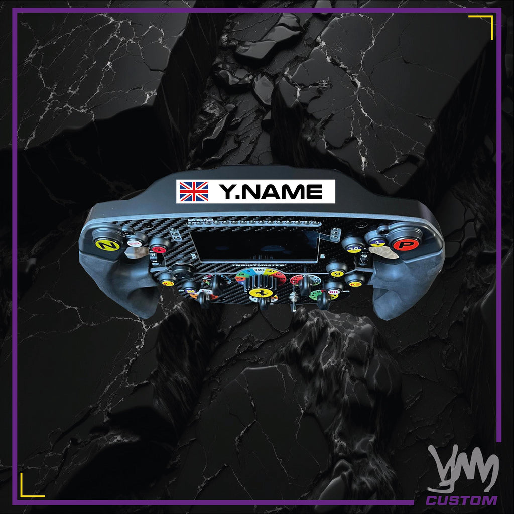 Stickers nom pilote personnalisé x2 racing avec drapeau - 100% personnalisable pour siège, volant, karting, casque, moto