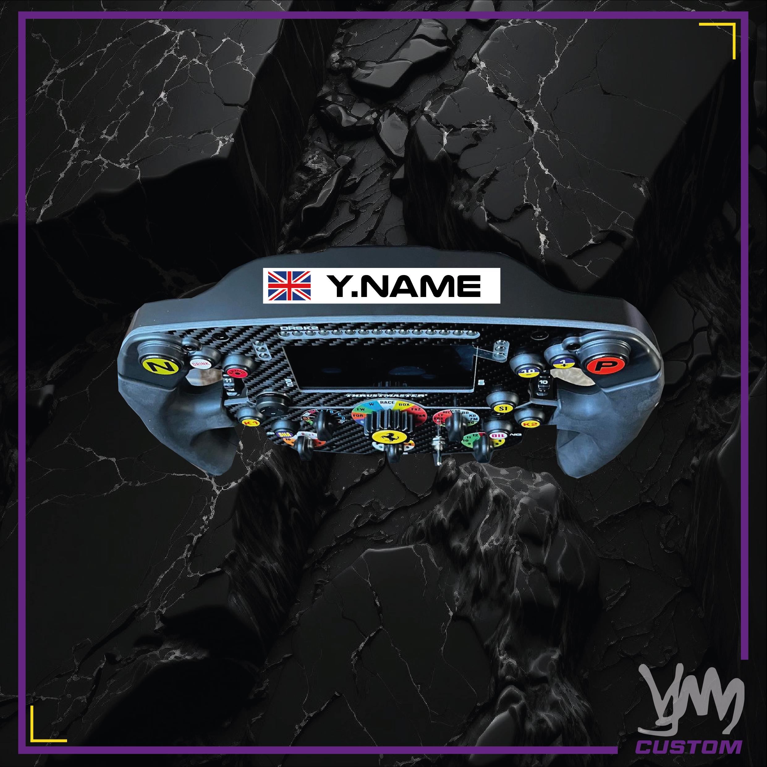 Stickers nom pilote personnalisé x2 racing avec drapeau - 100% personnalisable pour siège, volant, karting, casque, moto