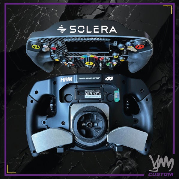 Pack stickers Solera Mercedes AMG Petronas F1 + HAMILTON 44 ou RUSSELL 63 pour volant Thrustmaster Ferrari SF1000