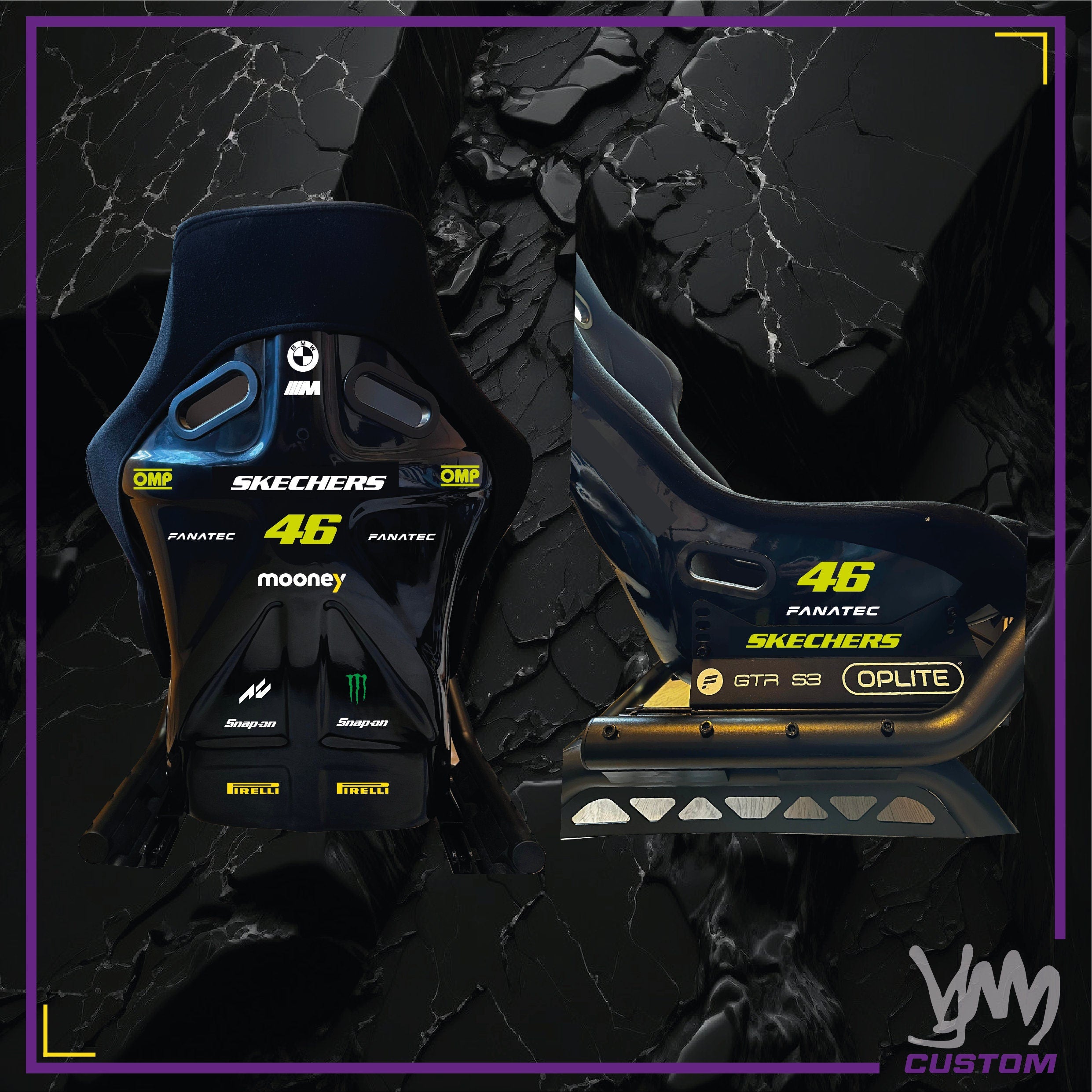 Stickers pour siège / châssis OPLITE BMW WRT VR46 Valentino Rossi GT3