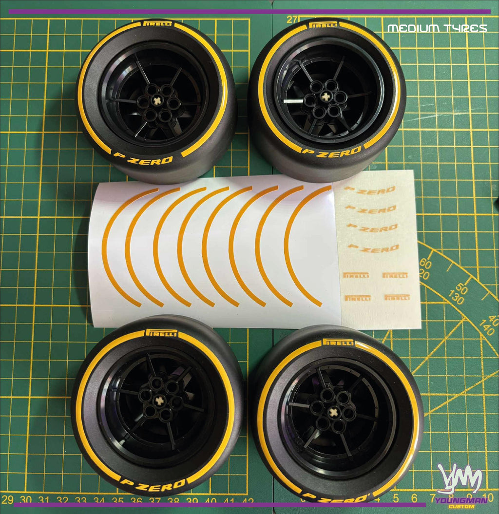 Pack de stickers pour Lego Technic Mercedes-AMG F1 W14 E-Performance pneus et numéro Hamillton / Russell