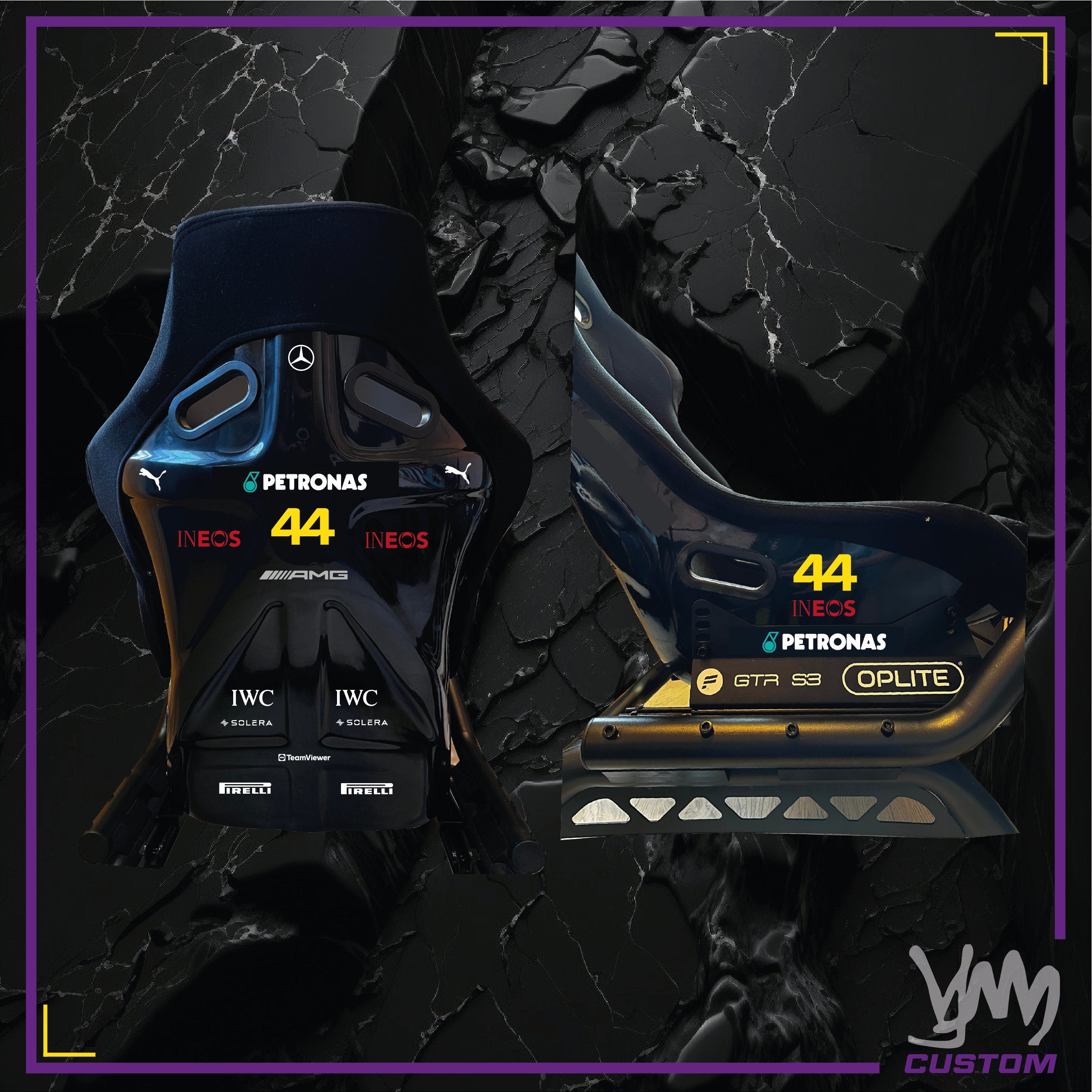 Stickers pour siège / châssis OPLITE Mercedes Petronas AMG F1 Hamilton / Russell