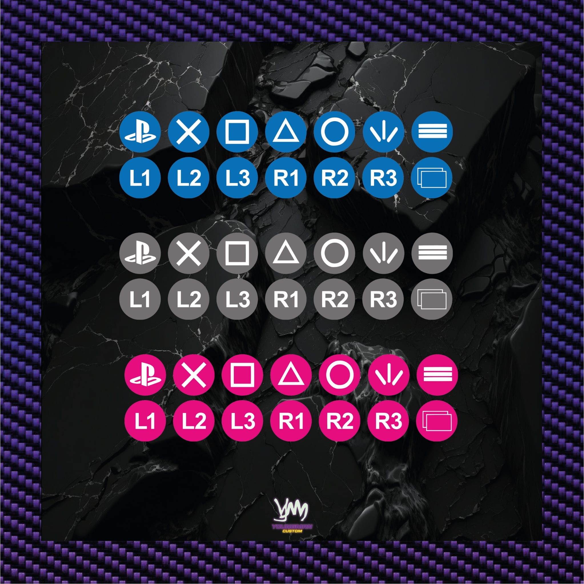 Stickers for PlayStation steering wheel buttons / SIM Racing / Button box labels