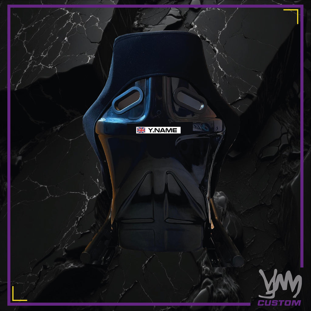 Stickers nom pilote personnalisé x2 racing avec drapeau - 100% personnalisable pour siège, volant, karting, casque, moto