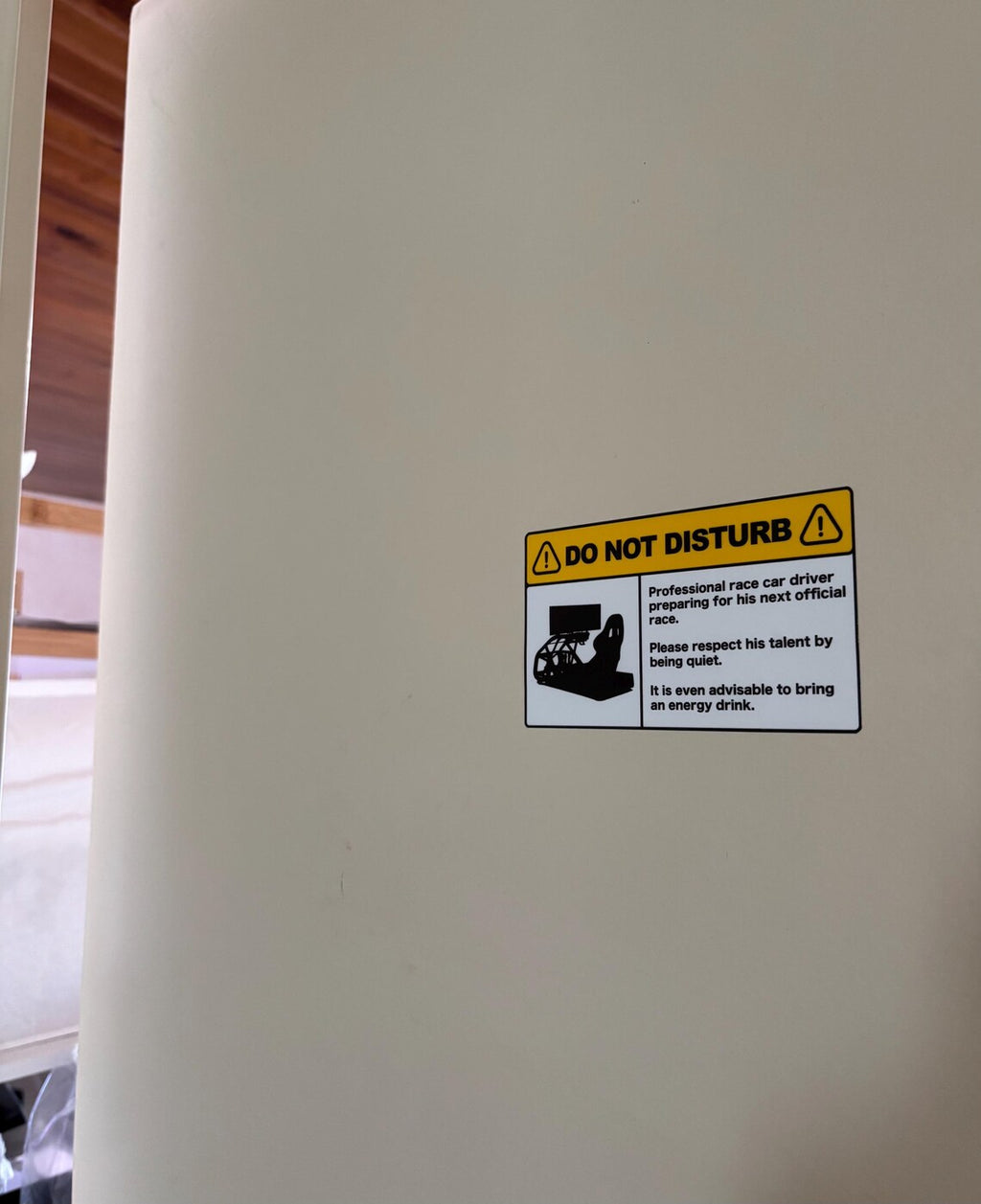 "Do Not Disturb" SIM Racing sticker for home decor, simulators, or cars.