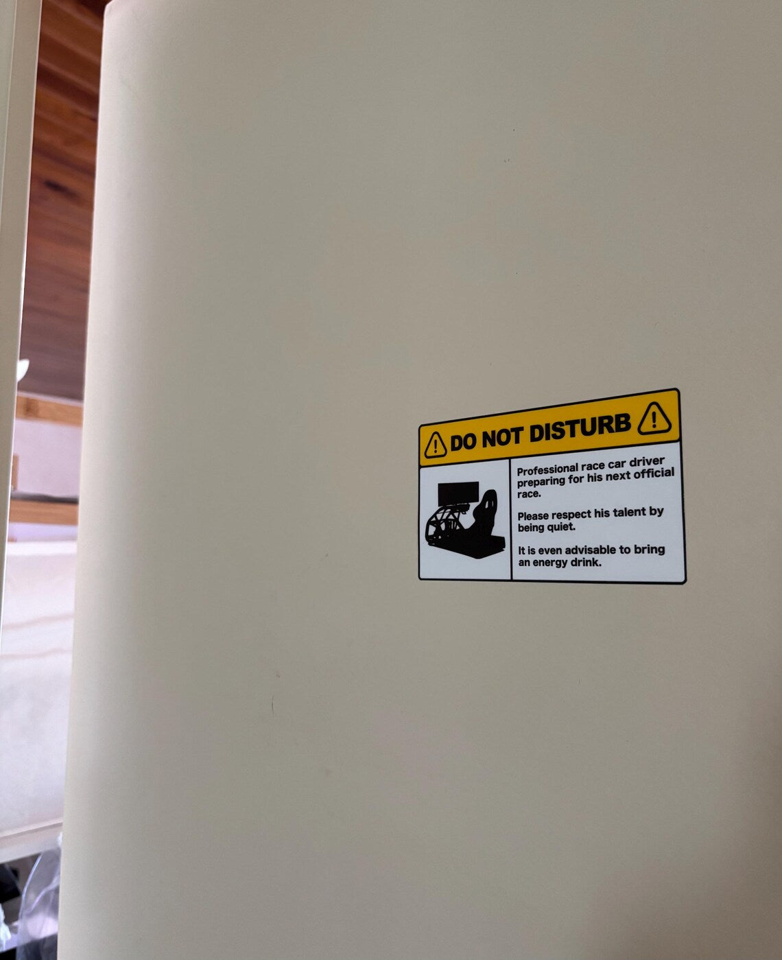 "Do Not Disturb" SIM Racing sticker for home decor, simulators, or cars.